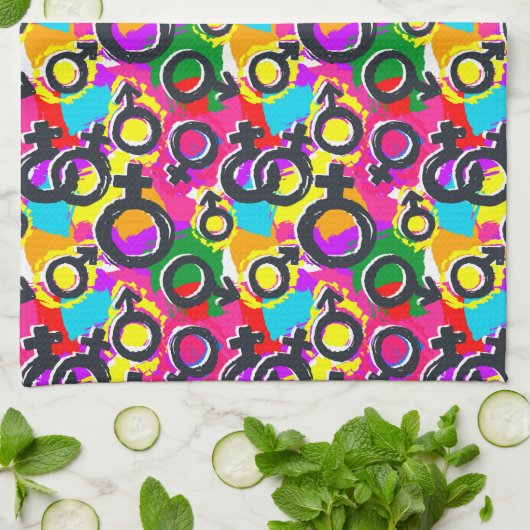 Gay Pride Geschlecht Neonmuster Geschirrtuch (Gefaltet)