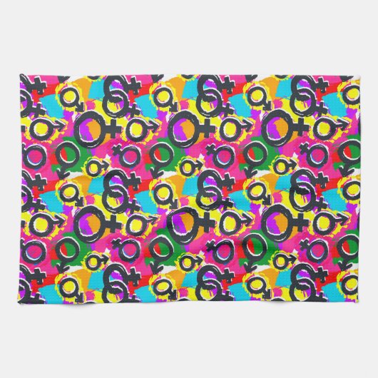 Gay Pride Geschlecht Neonmuster Geschirrtuch (Horizontal)