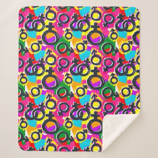 Gay Pride Geschlecht Neonmuster Sherpadecke (Vorderseite)
