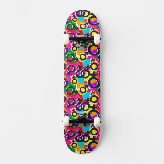 Gay Pride Geschlecht Neonmuster Skateboard (Vorderseite)