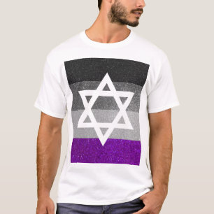Gay Pride Glitzer Asexual Jewish Star of David T-Shirt