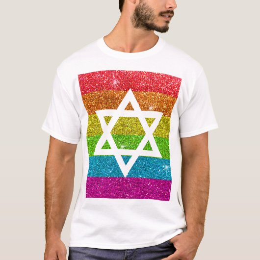 Gay Pride Glitzer LGBTQIA Jüdischer Star von David T-Shirt (Vorderseite)
