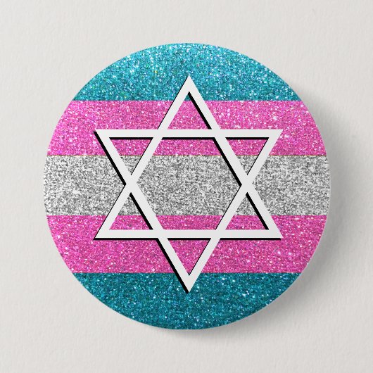 Gay Pride Glitzer Transexual Jewish Star of David Button (Vorderseite)