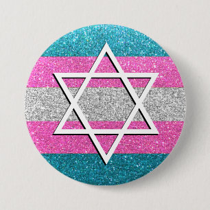 Gay Pride Glitzer Transexual Jewish Star of David Button