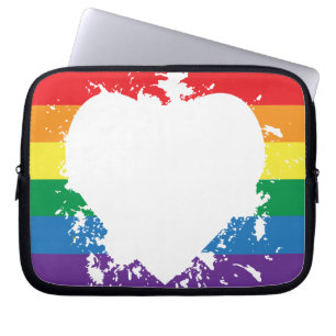 Gay-Pride-Heart-Banner mit umgekehrter Farbe Laptopschutzhülle