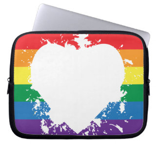 Gay-Pride-Heart-Banner mit umgekehrter Farbe Laptopschutzhülle