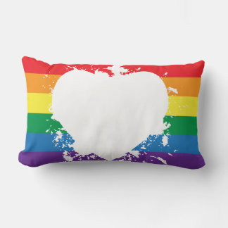 Gay-Pride-Heart-Banner mit umgekehrter Farbe Lendenkissen