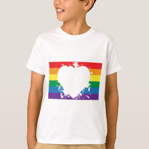 Gay-Pride-Heart-Banner mit umgekehrter Farbe T-Shirt