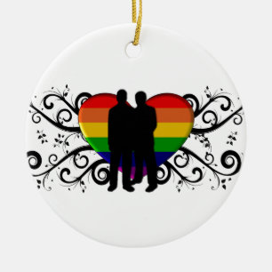 Gay Pride-Herz für Männer Keramikornament