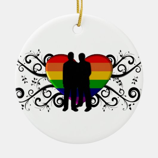 Gay Pride-Herz für Männer Keramikornament (Vorne)