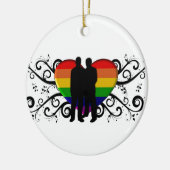 Gay Pride-Herz für Männer Keramikornament (Links)