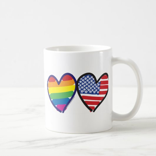 GAY-PRIDE-HERZ-UND-FLAG KAFFEETASSE (Rechts)