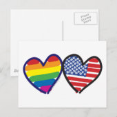 GAY-PRIDE-HERZ-UND-FLAG POSTKARTE (Vorne/Hinten)