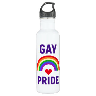 Gay Pride  Herz und Regenbogen Edelstahlflasche