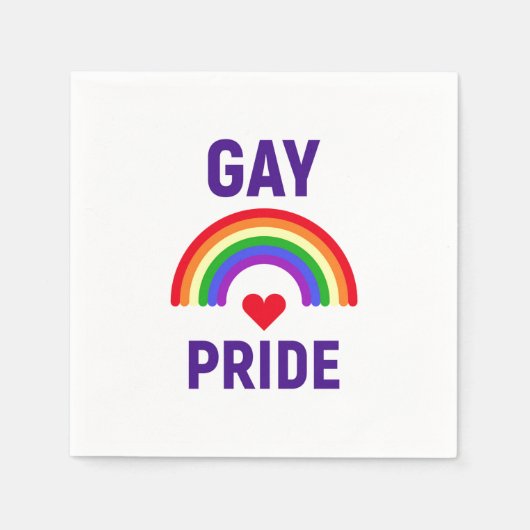 Gay Pride | Herz und Regenbogen Serviette (Vorderseite)