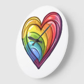 Gay Pride Herzdesign Große Wanduhr (Winkel)