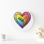 Gay Pride Herzdesign Große Wanduhr (Zuhause)