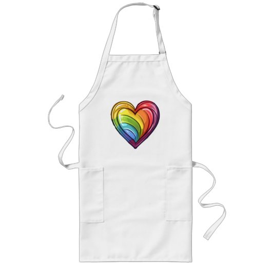 Gay Pride Herzdesign Lange Schürze (Vorne)