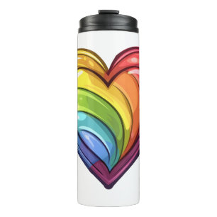 Gay Pride Herzdesign Thermosbecher