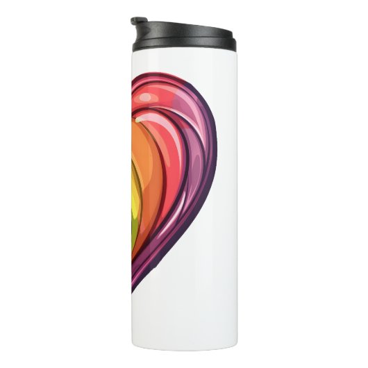 Gay Pride Herzdesign Thermosbecher (Nach rechts gedreht)