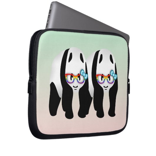 Gay Pride Hipster Pandas Laptopschutzhülle (Vorne Rechts)