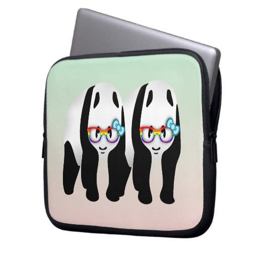 Gay Pride Hipster Pandas Laptopschutzhülle (Vorderseite Links)