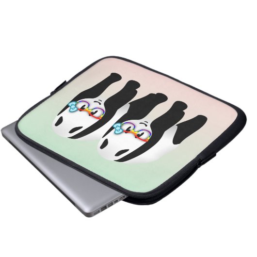 Gay Pride Hipster Pandas Laptopschutzhülle (Vorne Knopf)