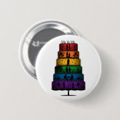 Gay Pride Hochzeitskuchen mit Rainbow Tiers Button (Vorne & Hinten)