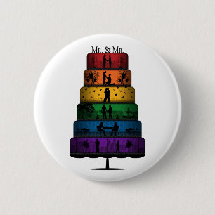 Gay Pride Hochzeitskuchen mit Rainbow Tiers Button