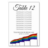 Gay Pride Hochzeitsskizze mit Sitzkarte Tischnummer (Rückseite)