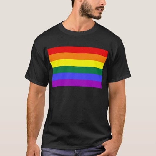 Gay Pride-horizontale Bar-Regenbogen-Flagge T-Shirt (Vorderseite)