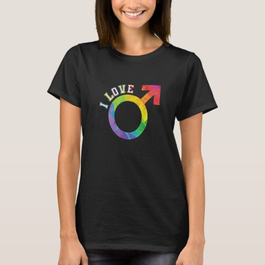 Gay Pride I Lieben Männer T-Shirt (Vorderseite)