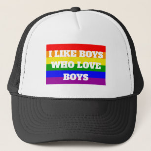 Gay Pride Ich mag Jungen, die Jungen lieben Truckerkappe
