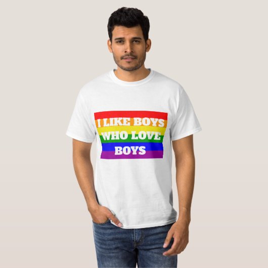 Gay Pride Ich mag Jungs, die Lieben haben T-Shirt (Vorne ganz)