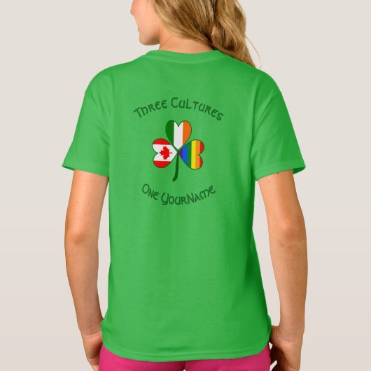 Gay Pride Ireland Canada Kleeblatt Flag personalis T-Shirt (Rückseite)
