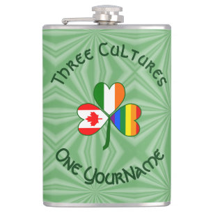 Gay Pride Irish Canadian Flag Kleeblatt Personaliz Flachmann