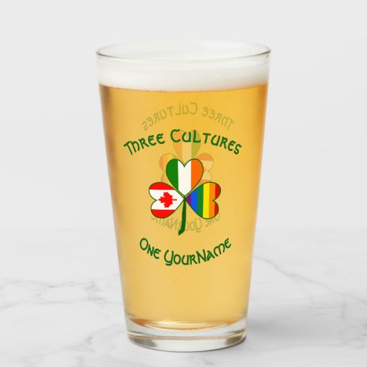 Gay Pride Irish Canadian Flag Kleeblatt Personaliz Glas (Vorne (Gefüllt))