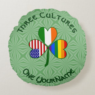Gay Pride Irland USA Shamrock-Flagge Personalisier Rundes Kissen
