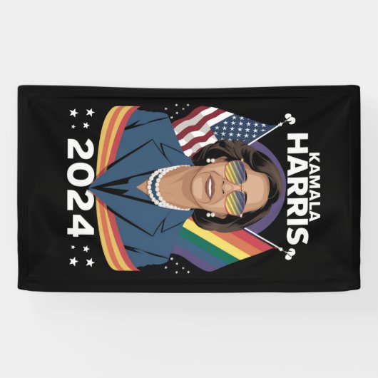 Gay Pride Kamala Harris 2024 Vizepräsident LGBTQ+ Banner (Horizontal)