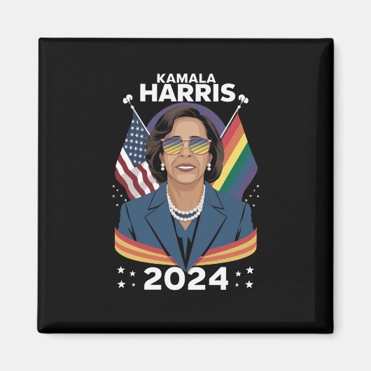 Gay Pride Kamala Harris 2024 Vizepräsident LGBTQ+ Magnet (Vorne)