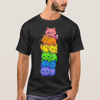 Gay Pride Katze Katze Katzen Pile Niedlich und T-Shirt