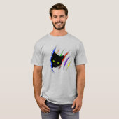 Gay Pride-Katzen-Inhaber-Regenbogen zerrissen T-Shirt (Vorne ganz)