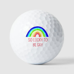 Gay Pride Lesbian LGBT Rainbow Watercolor Golfball