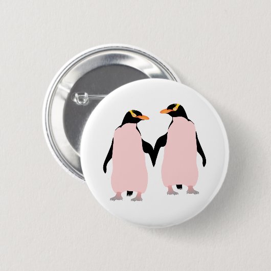 Gay Pride Lesbian Penguins Holding Hands Button (Vorne & Hinten)