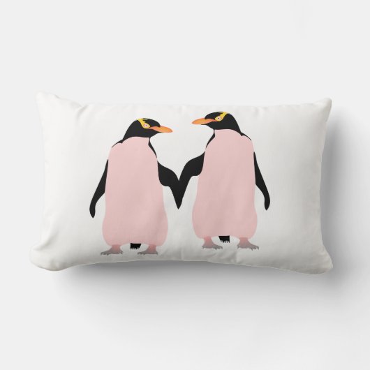 Gay Pride Lesbian Penguins Holding Hands Lendenkissen (Vorderseite)