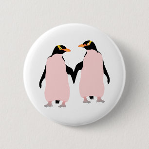 Gay Pride Lesbische Pinguine, die Hände halten Button