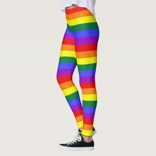 Gay Pride LGBT Farbiges Regenbogenmuster Leggings (Links)