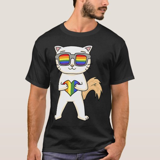 Gay Pride LGBT Heart Turkish Van Cat Eigentümer T-Shirt (Vorderseite)