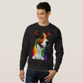 Gay Pride LGBT Rainbow Flag on Jack Russell Terrie Sweatshirt (Vorne ganz)