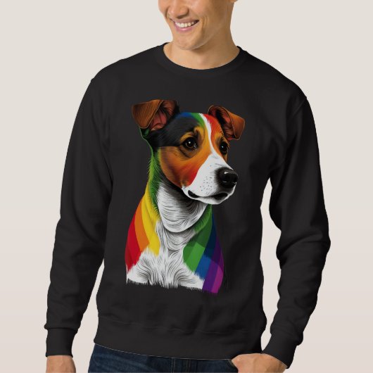 Gay Pride LGBT Rainbow Flag on Jack Russell Terrie Sweatshirt (Vorderseite)